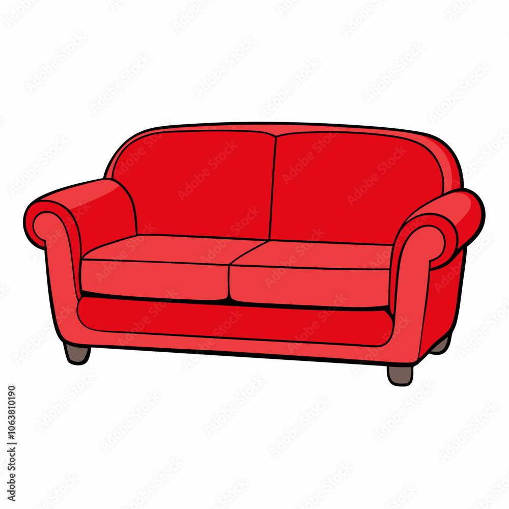 Red sofa vector illustration on white background Red sofa vector illustration on white background