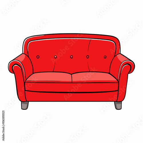 Red sofa vector illustration on white background