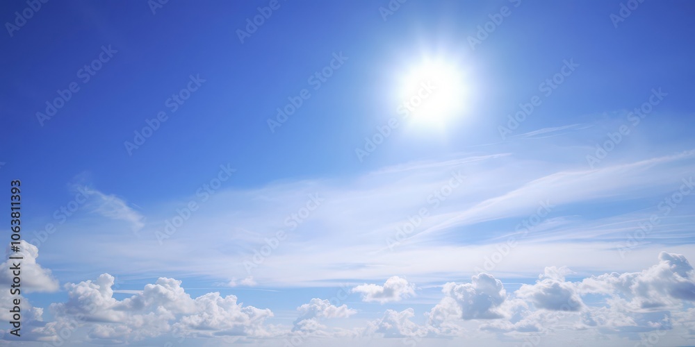 Clear blue sky with fluffy white clouds on a sunny day, sky, sunny, day Clear blue sky with fluffy white clouds on a sunny day, sky, sunny, day