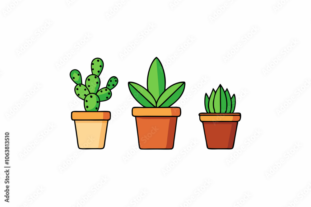 Potted plant for indoor vector illustration on white background. Potted plant for indoor vector illustration on white background.