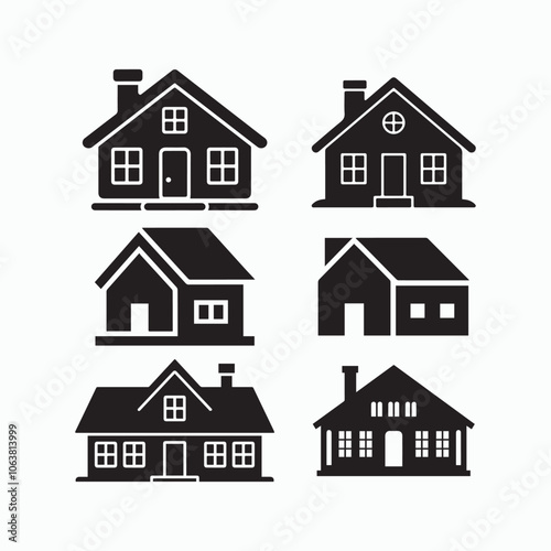 Simple silhouette illustration of a housing icons.
