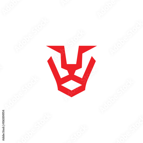Initial V Lion Logo, minimalist lion the letter V , Flat Vector Logo Design Template, vector illustration