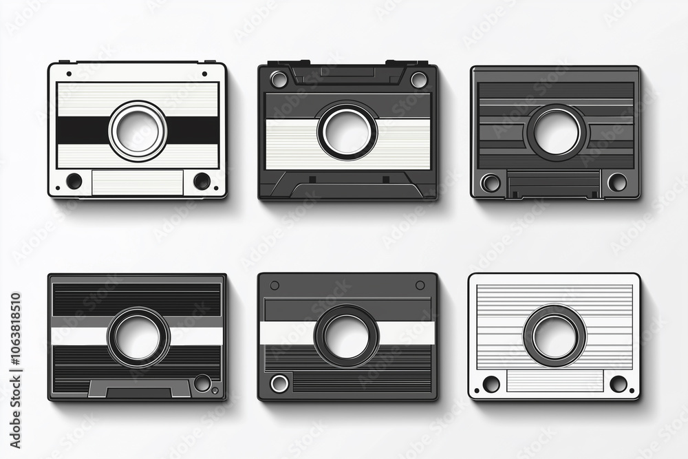 Black and white cassette tapes Black and white cassette tapes