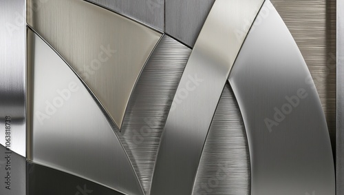 Brushed Metal Wall Decor with Modern Geometric Design in Silver Tones