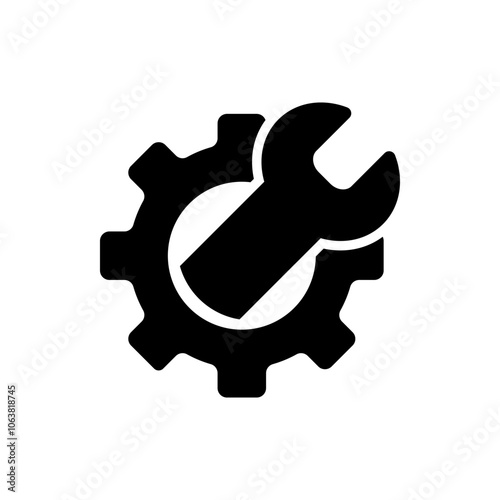 Gear wrench simple icon. Flat design. White background