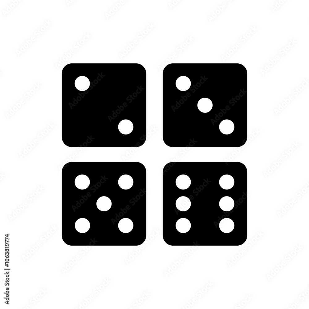 Dices simple icon, vector. Flat design. White background Dices simple icon, vector. Flat design. White background