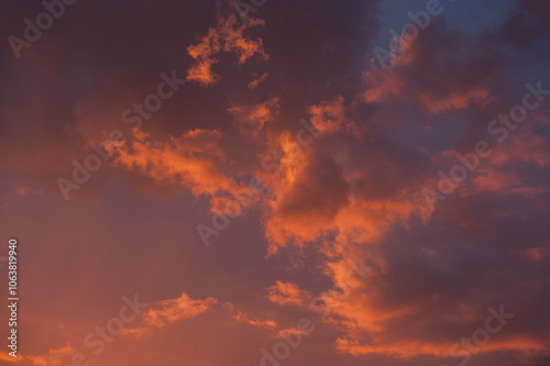 sunset sky, red and purple color clouds, dramatic Vibrant and Colorful Sunset...
