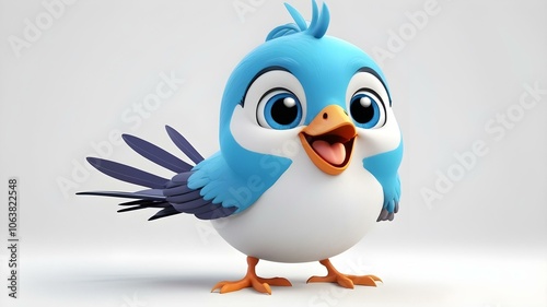 Wallpaper Mural 3d render of cute blue bird cartoon Torontodigital.ca