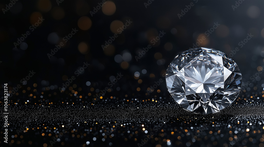 Diamond Sparkle: A single, flawless diamond gleams with brilliance against a backdrop of shimmering golden dust, symbolizing luxury, value, and the allure of precious things. Diamond Sparkle: A single, flawless diamond gleams with brilliance against a backdrop of shimmering golden dust, symbolizing luxury, value, and the allure of precious things.