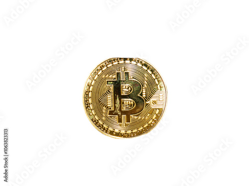 Gold bitcoin coin with a transparent background