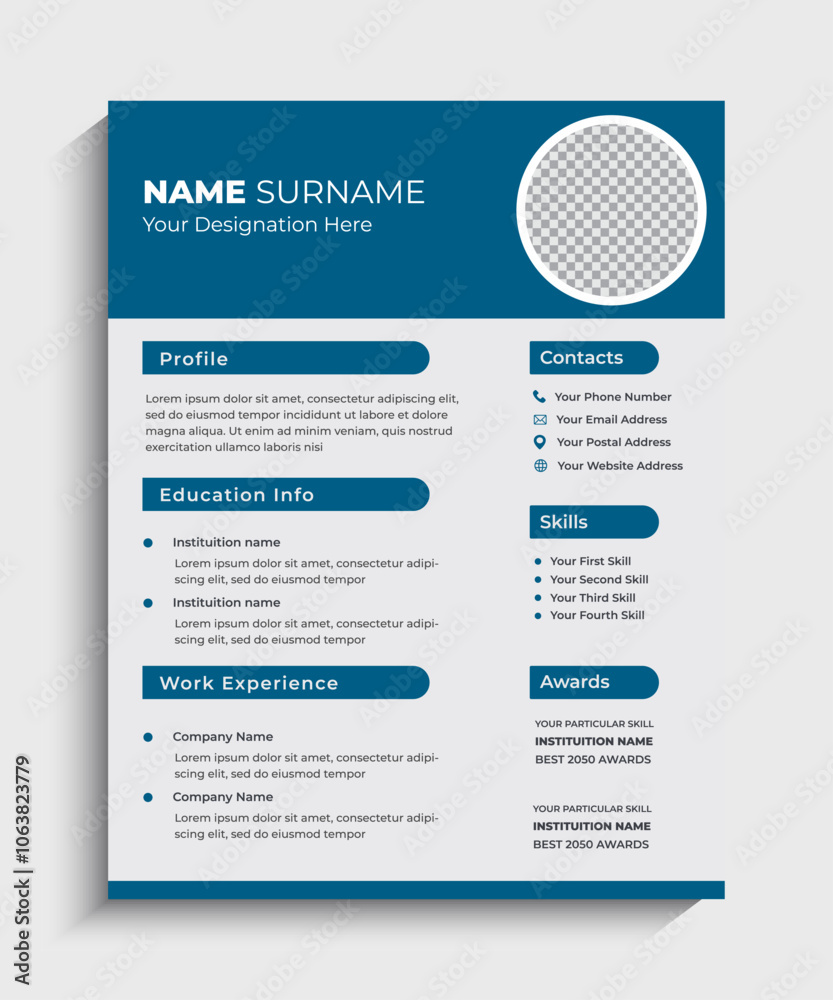 Professional CV Resume Template Design Professional CV Resume Template Design