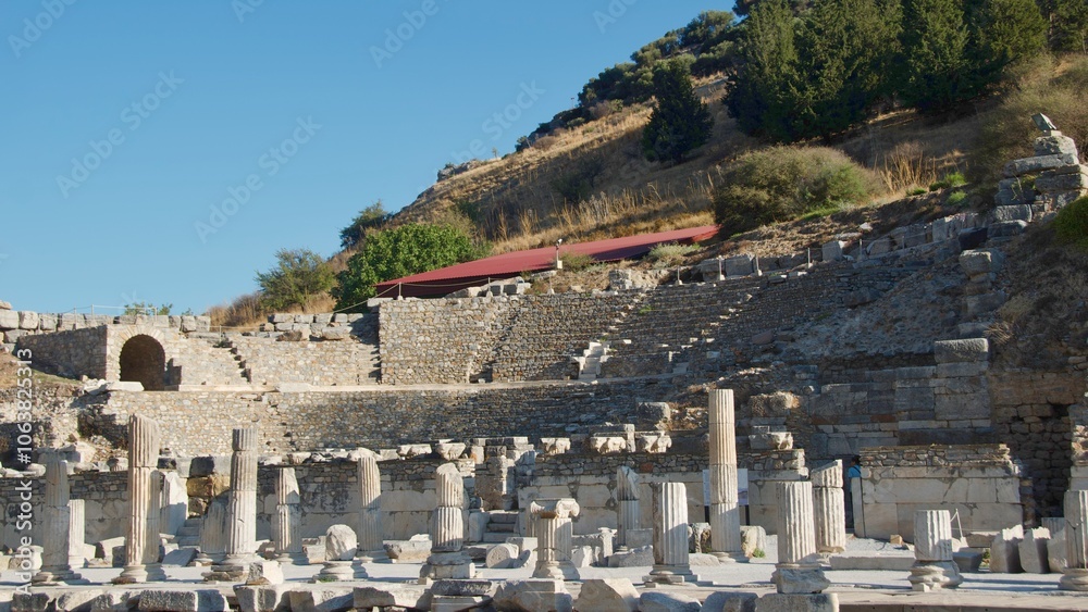 Small theater of council chamber in ancient Ephesus Ruins in Turkey