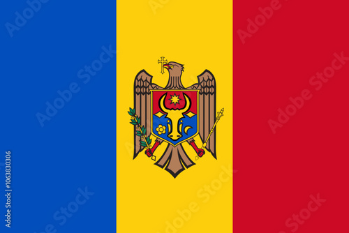 Moldova National Flag. Vector Illustration.