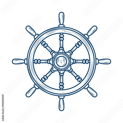 old ship rudder sketch style