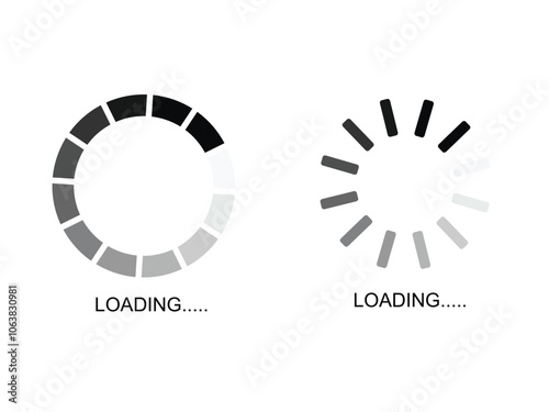 Loading icons. Error loading website. Loading Progress Round Bars white background