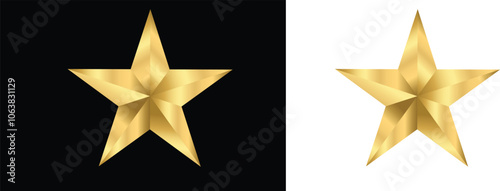 Golden star isolated. Christmas star. Realistic 3d metallic golden design element