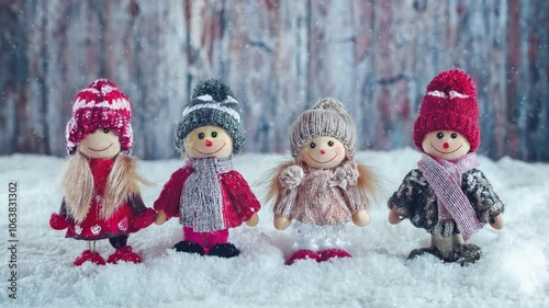 toys dolls in the snow