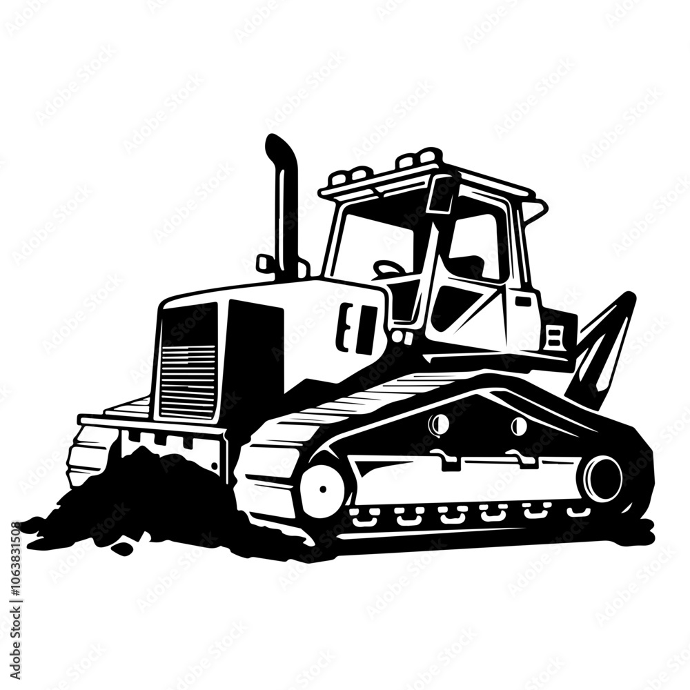 Naklejka premium Earth Mover Bulldozer Vector Logo