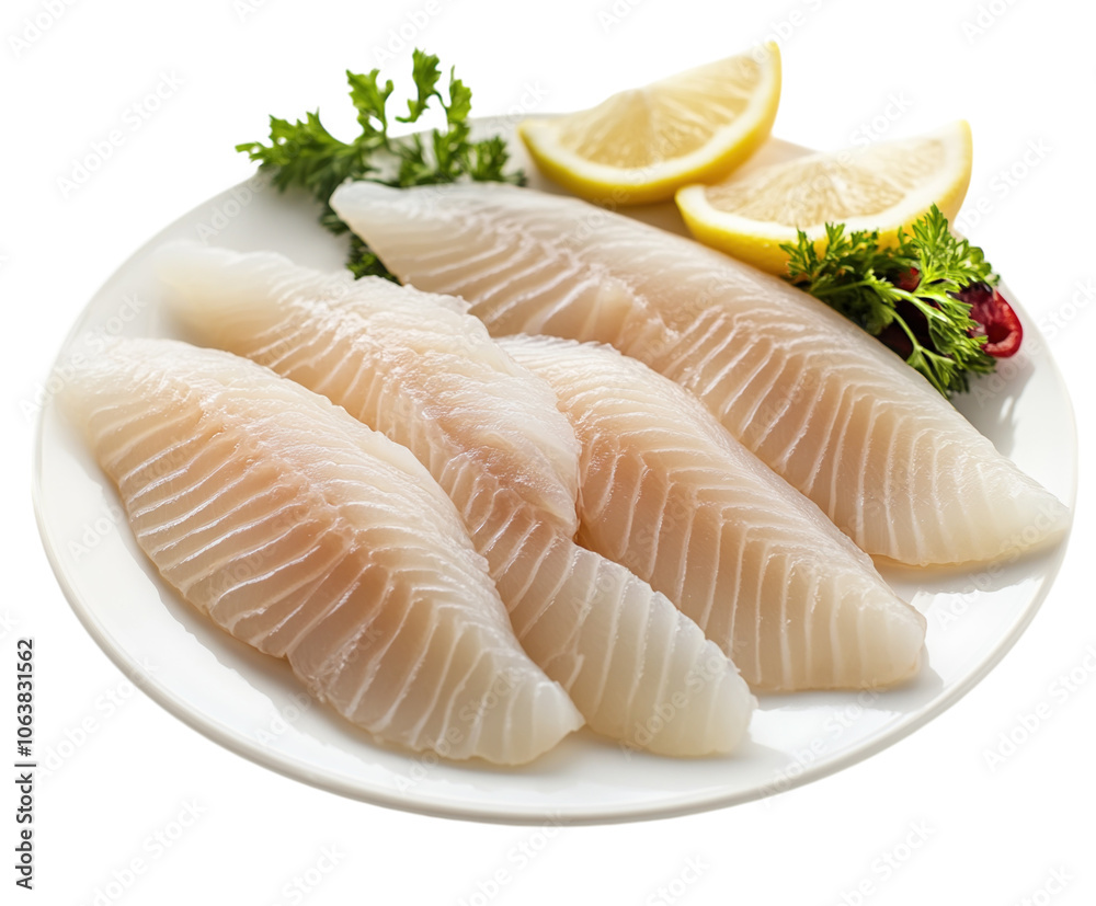 Raw fish fillets on a white background, fully visible and centered. PNG transparent. Raw fish fillets on a white background, fully visible and centered. PNG transparent.
