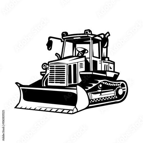 Earth Mover Bulldozer Vector Logo