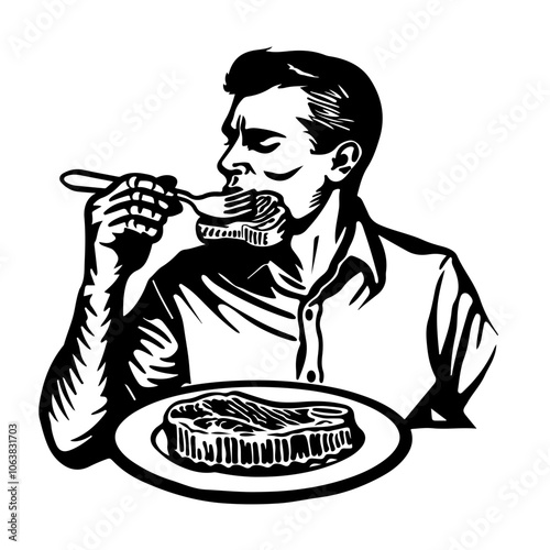 Eating Meat Vector Logo