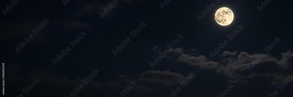 A beautiful full moon glowing in the night sky, surrounded by twinkling stars and a hint of clouds, universe, night A beautiful full moon glowing in the night sky, surrounded by twinkling stars and a hint of clouds, universe, night