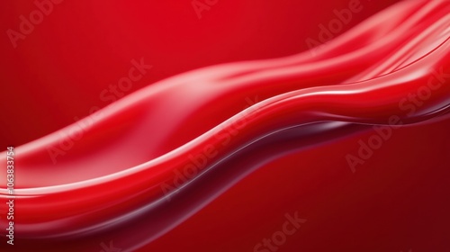 Flowing red waves create a dynamic and vibrant abstract design, AI