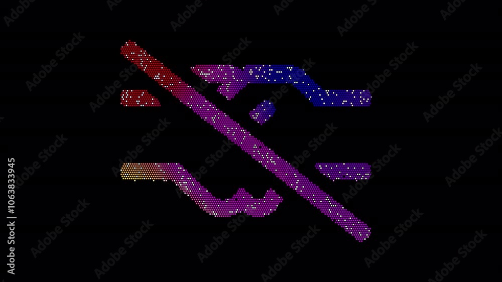 Icon handshake slash is made up of LED square shapes that shimmer and flicker. There are black dead diodes. In-Out looped. Alpha BW at the end Icon handshake slash is made up of LED square shapes that shimmer and flicker. There are black dead diodes. In-Out looped. Alpha BW at the end
