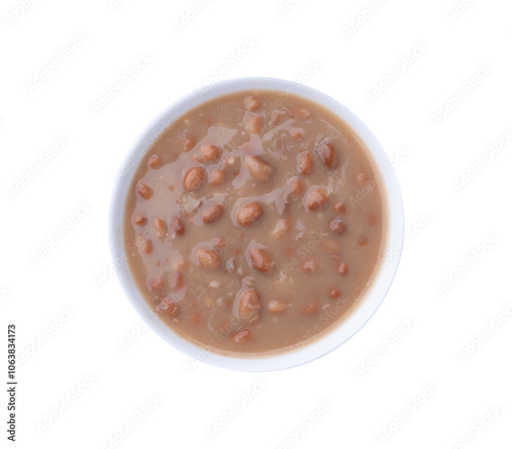 Cooked brown beans in a bowl isolated over white background Cooked brown beans in a bowl isolated over white background
