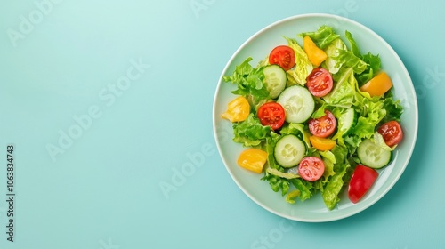 Fresh Salad on Pastel Background for Healthy Eating Concept Generative AI