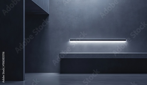 Wallpaper Mural 暗い空間に明るい光が一条流れる現代的なデザインの内部構造 Torontodigital.ca