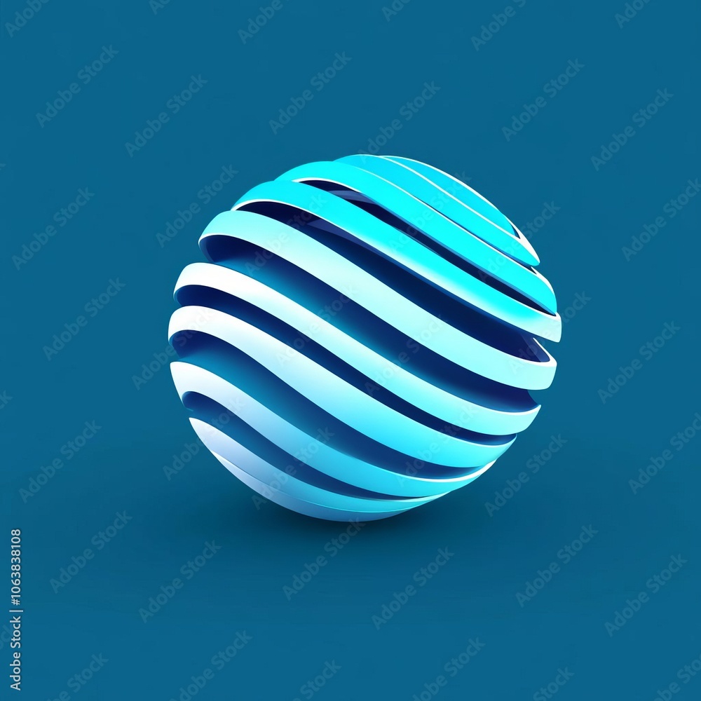 3D Render Globe Logo in Simple Line Art 3D Render Globe Logo in Simple Line Art