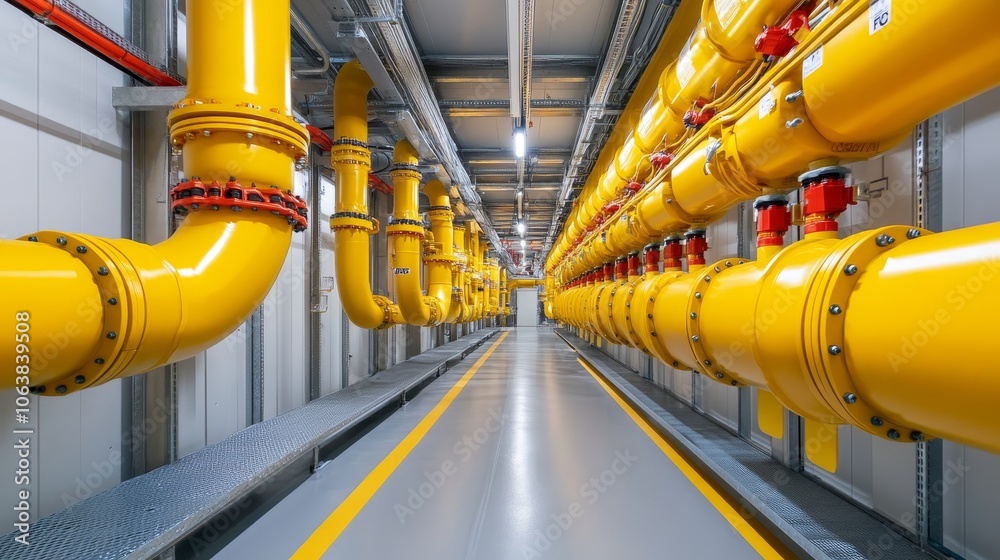 An industrial cable tray system is being installed in a modern facility, showcasing a clean and organized approach to infrastructure management. This image highlights the complex network of cables and An industrial cable tray system is being installed in a modern facility, showcasing a clean and organized approach to infrastructure management. This image highlights the complex network of cables and