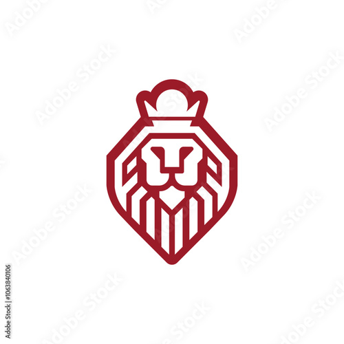 Crown lion head modern logo design vector templates