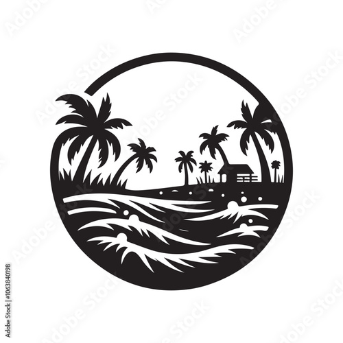 Relaxing Beach Scene Silhouette Vectors for Summer Designs