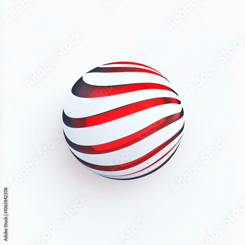 3D Render of a Globe Logo in Clean Line Art, 