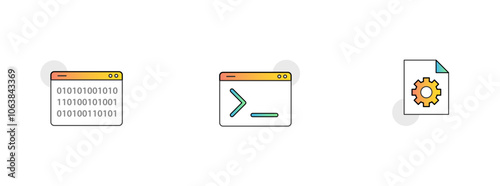 Programming and Development. Icons Included: Command Line Interface, Binary Code, Settings File