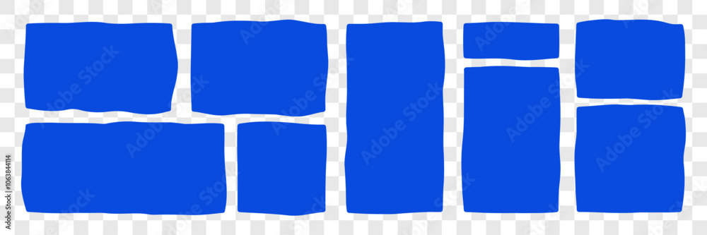 Set of abstract rectangle frames with wiggly borders. Variorse Shapes with zigzag edge. Vector illustration