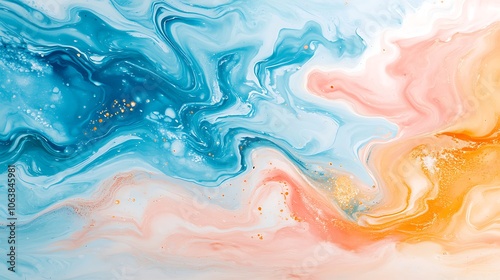 Playful Swirls of Colorful Paint on White Background