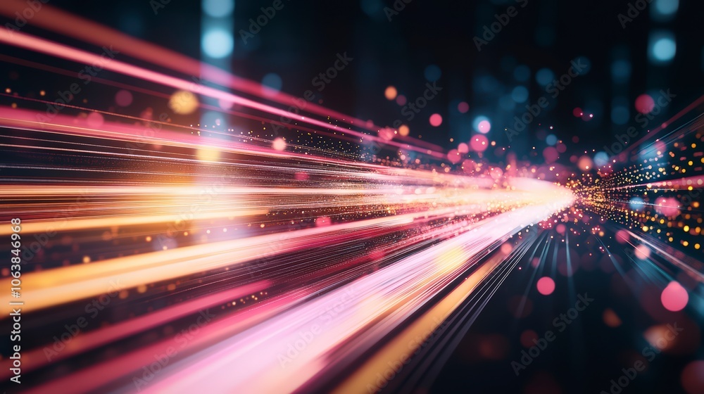 Fototapeta premium Vibrant Light Streaks on a Black Background