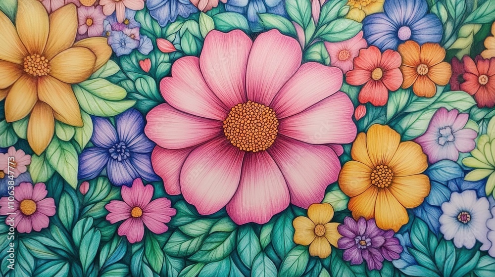 Colorful Flowers on Wall Colorful Flowers on Wall