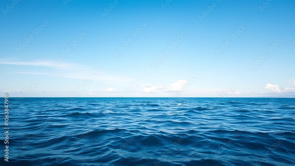 Obraz premium A stunning ocean background with vibrant blue waters, gentle waves, and a clear sky above, tranquil, peaceful