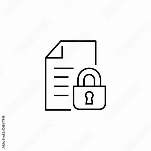 document lock protection icon sign vector