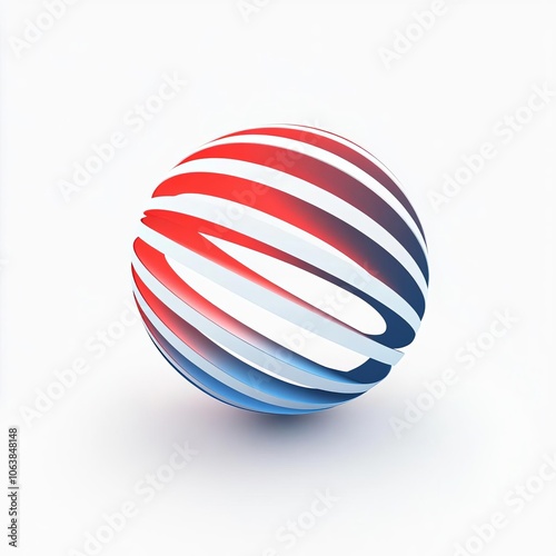 3D Render of a Globe Logo in Clean Line Art, 