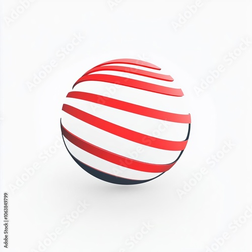 3D Render of a Globe Logo in Clean Line Art, 