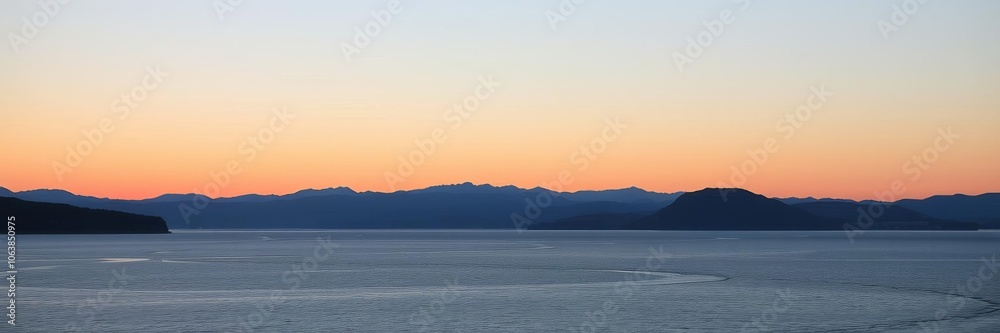 A serene sunset over a tranquil lake surrounded by majestic mountains, sunset, vacation A serene sunset over a tranquil lake surrounded by majestic mountains, sunset, vacation