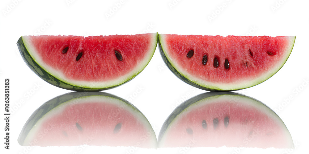 Watermelon Halved with Reflection on Mirror Watermelon Halved with Reflection on Mirror