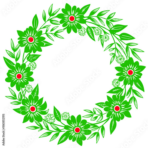 wreath of red flowers a clean modern floral wreath with balanced symmetry Vector Design and illustration