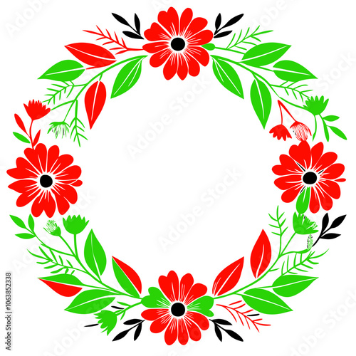 wreath of red flowers a clean modern floral wreath with balanced symmetry Vector Design and illustration