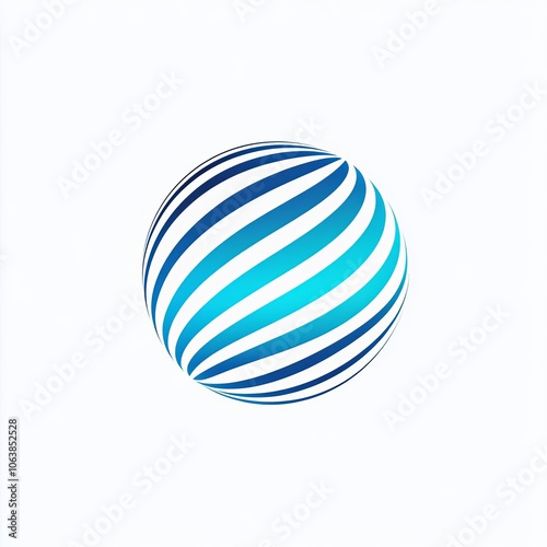 3D Render Globe Logo in Simple Line Art